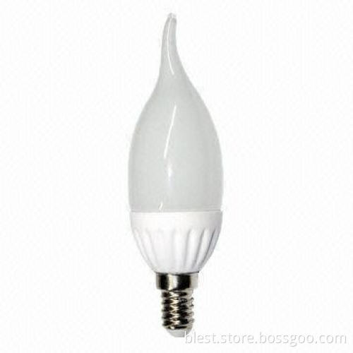 E14 LED Candle Light with 3W Power, Elongated Tail and Ceramic Housing